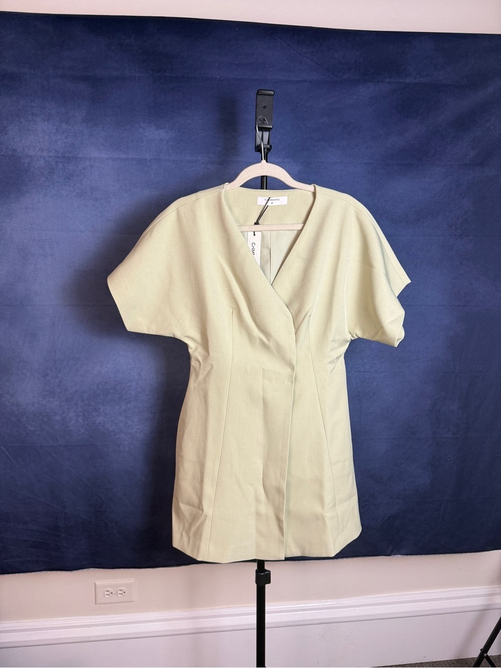 Commense structured Light Green Short Sleeve Wrap Dress